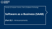 Software as a Business (SAAB) - [Part 0] 0 - Announcements
